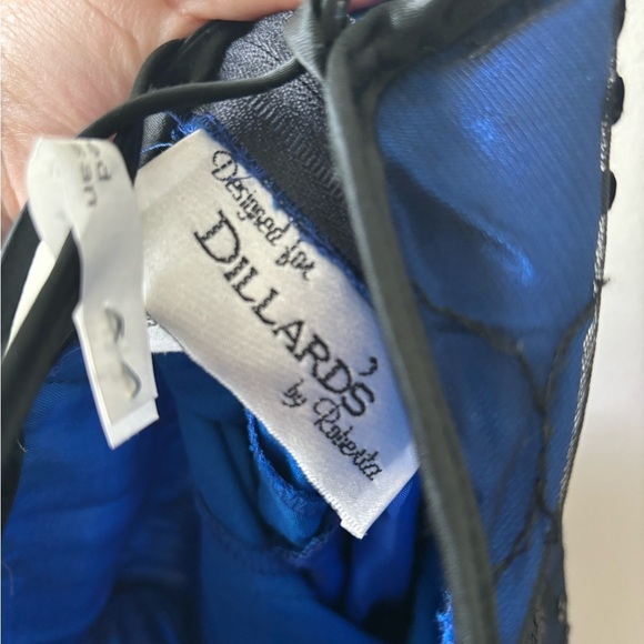 Y2K Dillard's black and blue prom midi length formal dress size 3/4 - Picture 4 of 7